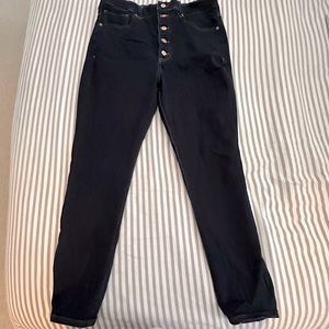 Express Super High Rise Button Up Jeans Dark Denim 14